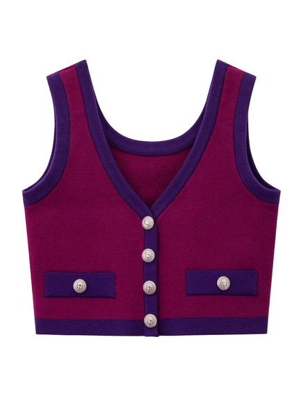 O240051 Knitted V-Neck Sleeveless Top *Purple