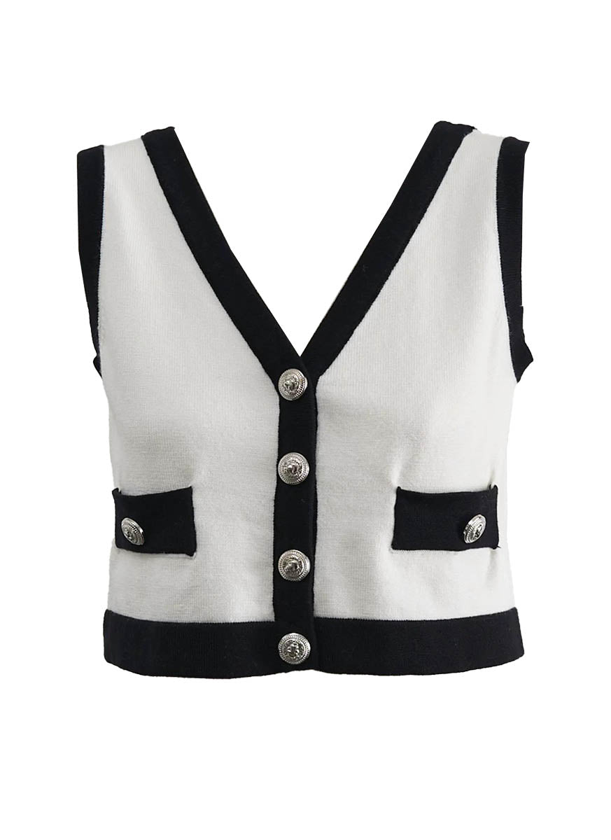 O240051 Knitted V-Neck Sleeveless Top *White