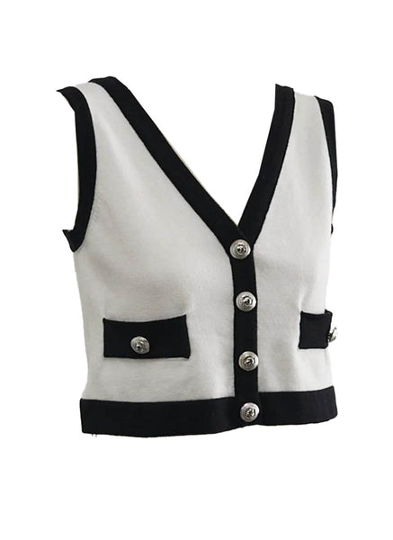 O240051 Knitted V-Neck Sleeveless Top *White