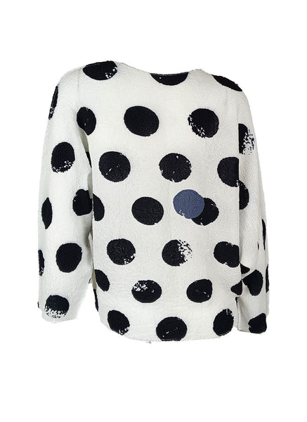 O240055 Polka Dot Printed Pleats Top *White