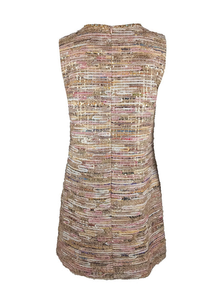 O240059 Round Neck Sequin Tweed Dress