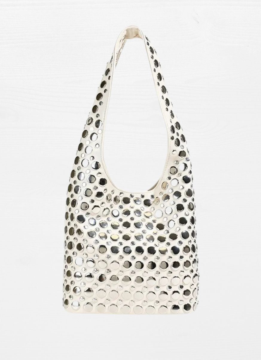 3250094 Studded Shoulder Leather Bag *Last Piece