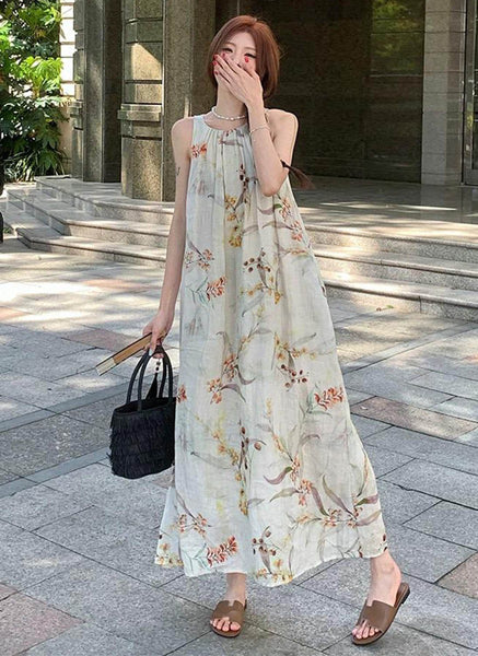 9240017 Floral Printed Sleeveless Dress