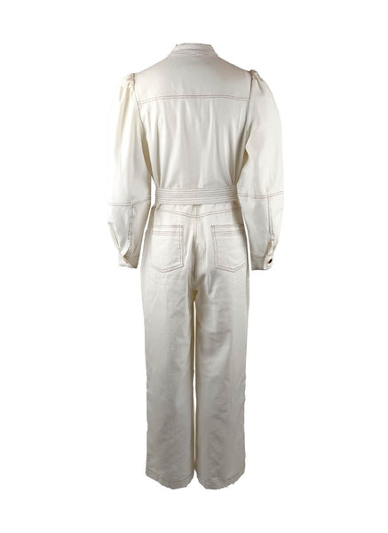 9240019 Denim Zipper Jumpsuits *White