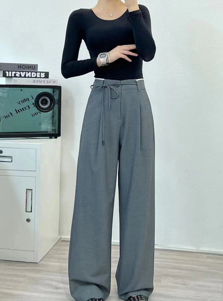 3240071 Wide Leg Draped Loose Pants *Grey