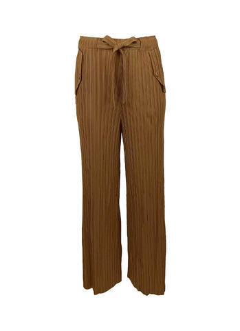 3230059 Drawstring Side Pocket Pleats Pants *Brown