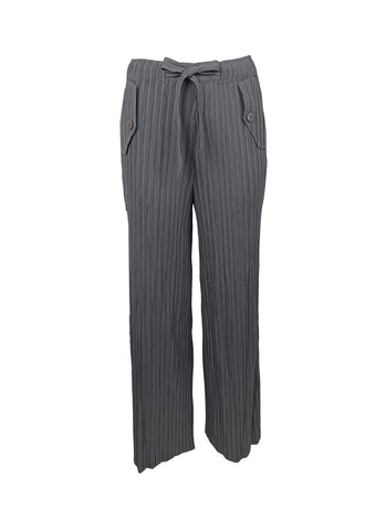 3230059 Drawstring Side Pocket Pleats Pants *Grey * Last Piece *