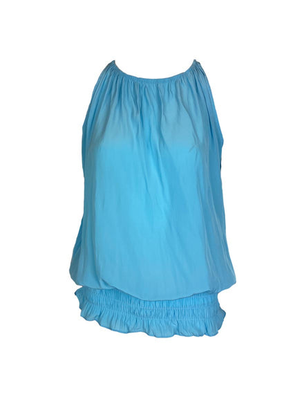 O180027 Gathered Waist Sleeveless Top *Sky Blue *Last Piece