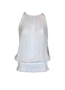 O180027 Gathered Waist Front & Back Top *White
