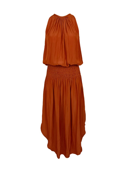 N180079 Sleeveless Midi Dress *Coral Orange