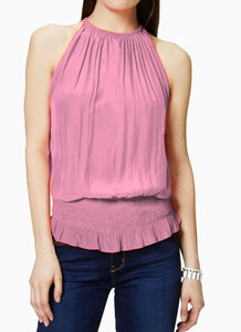 O180027 Gathered Waist Sleeveless Top *Aqua Pink