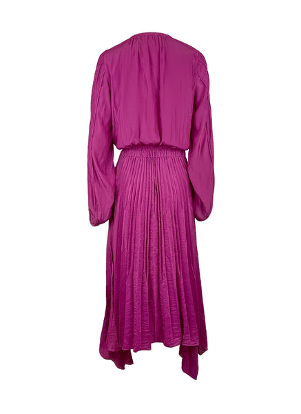 O220008 Long Sleeve V-Neck Midi Dress