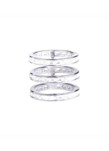 SHA0015 Cubic Zirconia Silver Three Crystal Band Ring