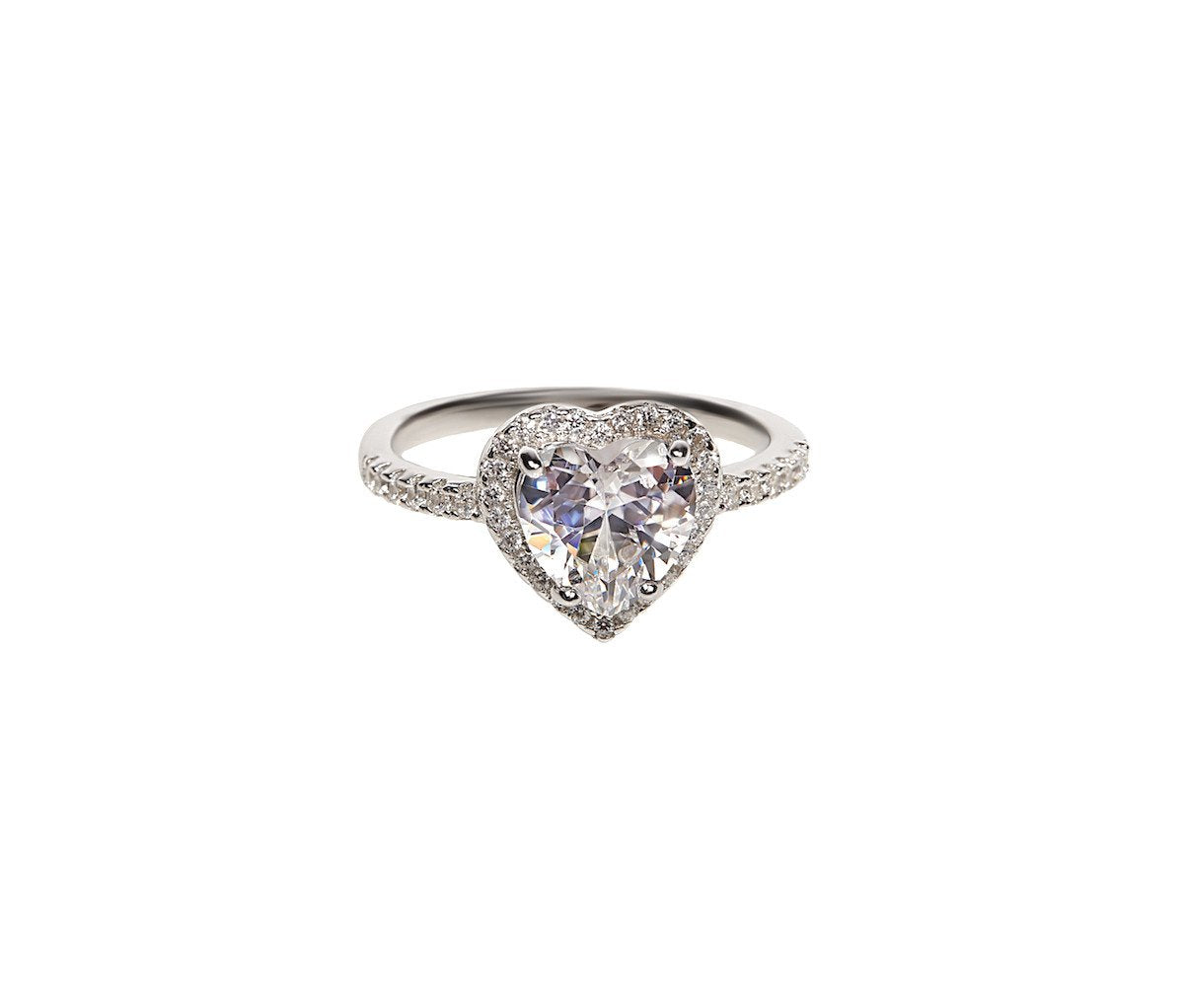 SHA0178 925 Silver Heart Diamond Ring